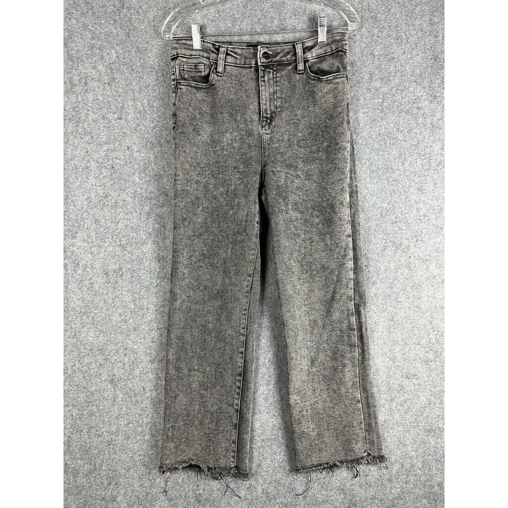 Kendall + Kylie Jean Women size 28 Wash Out Black High Rise Straight Leg Raw Hem